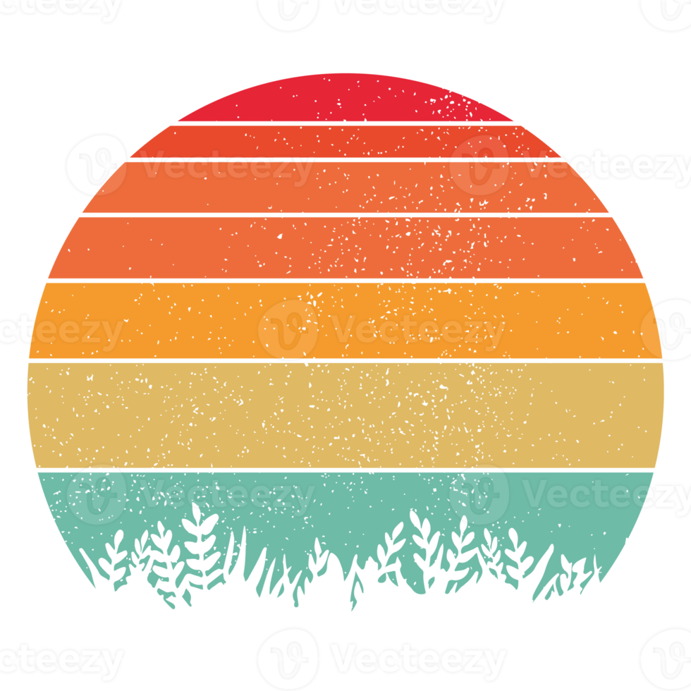 gráficos do pôr do sol listrado retrô vintage. png