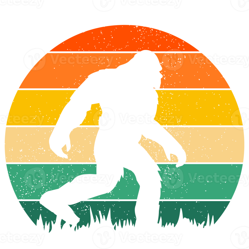 conception de coucher de soleil rétro vintage bigfoot png