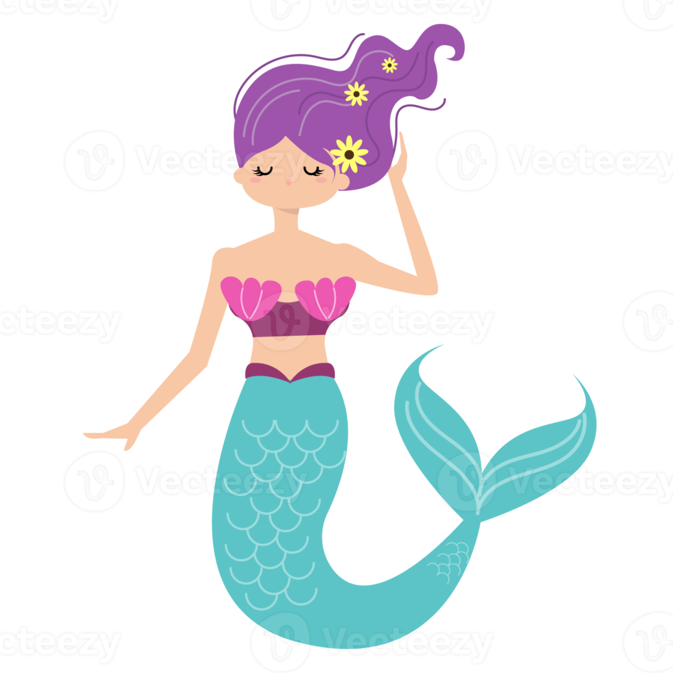 Cute cartoon mermaid. png