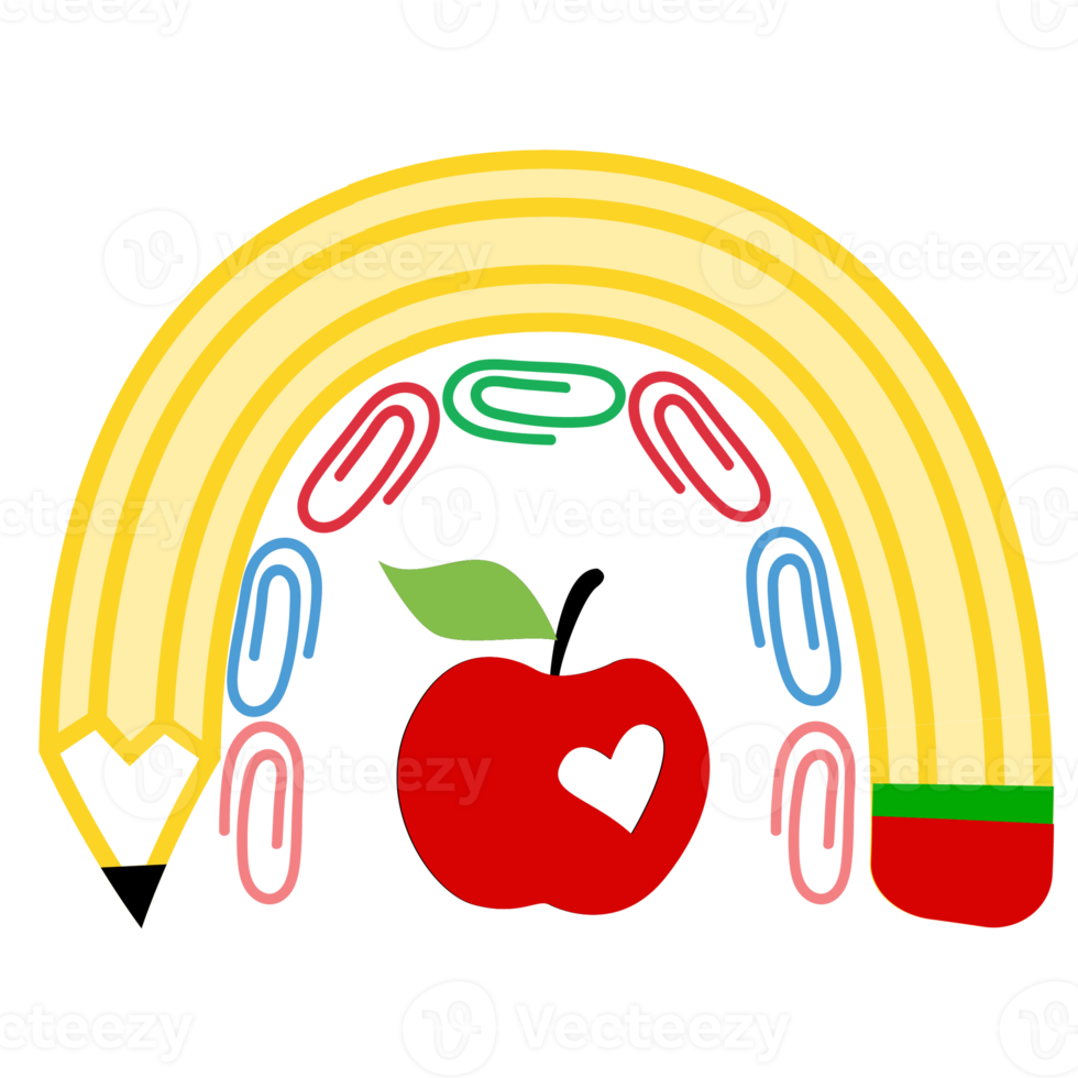 Teacher rainbow school. Rainbow with red apple png