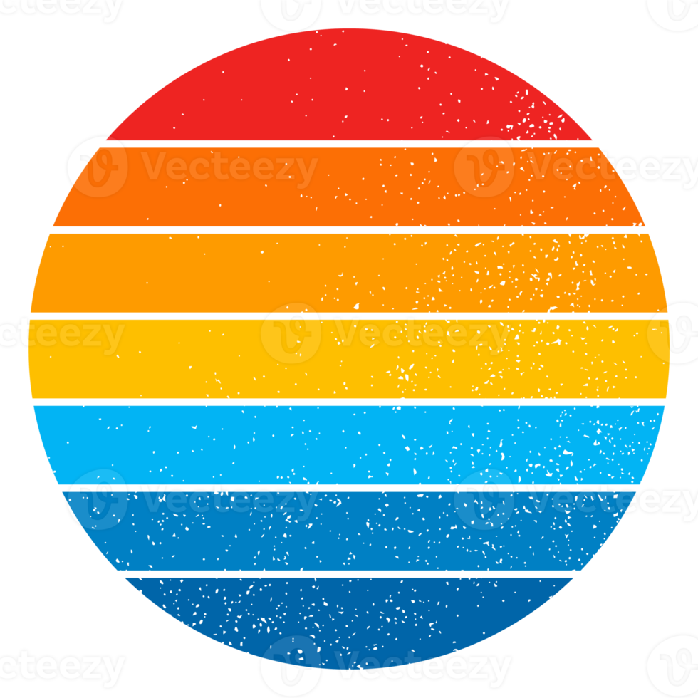 vintage retro striped sunset graphics. png