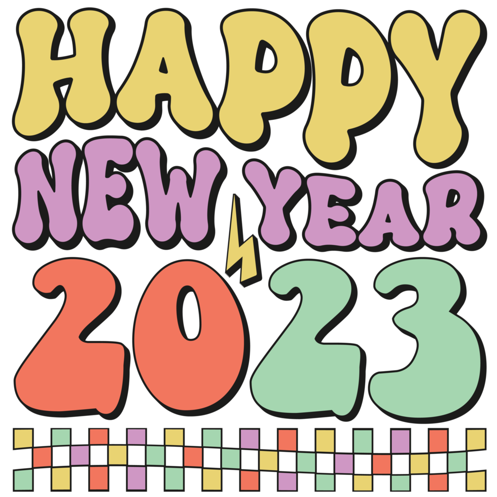 retro año nuevo 2023 png