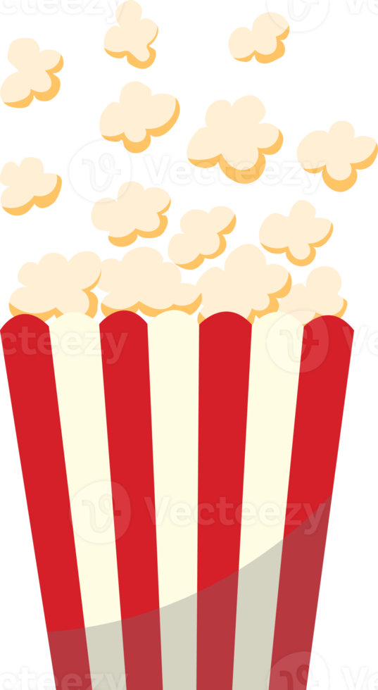 pop-corn dans une boîte rayée, icône de cinéma dans un style plat, collation png