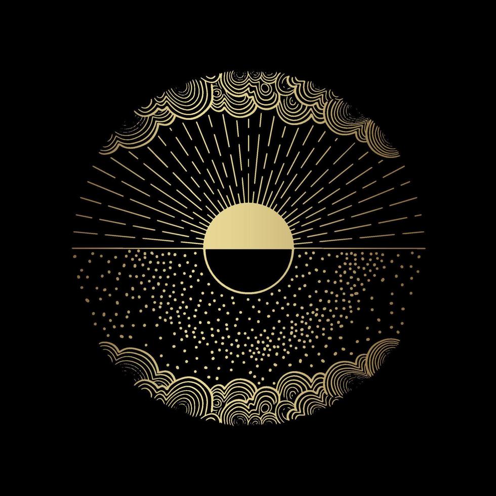 The moon and the sun are two realms that merge vector