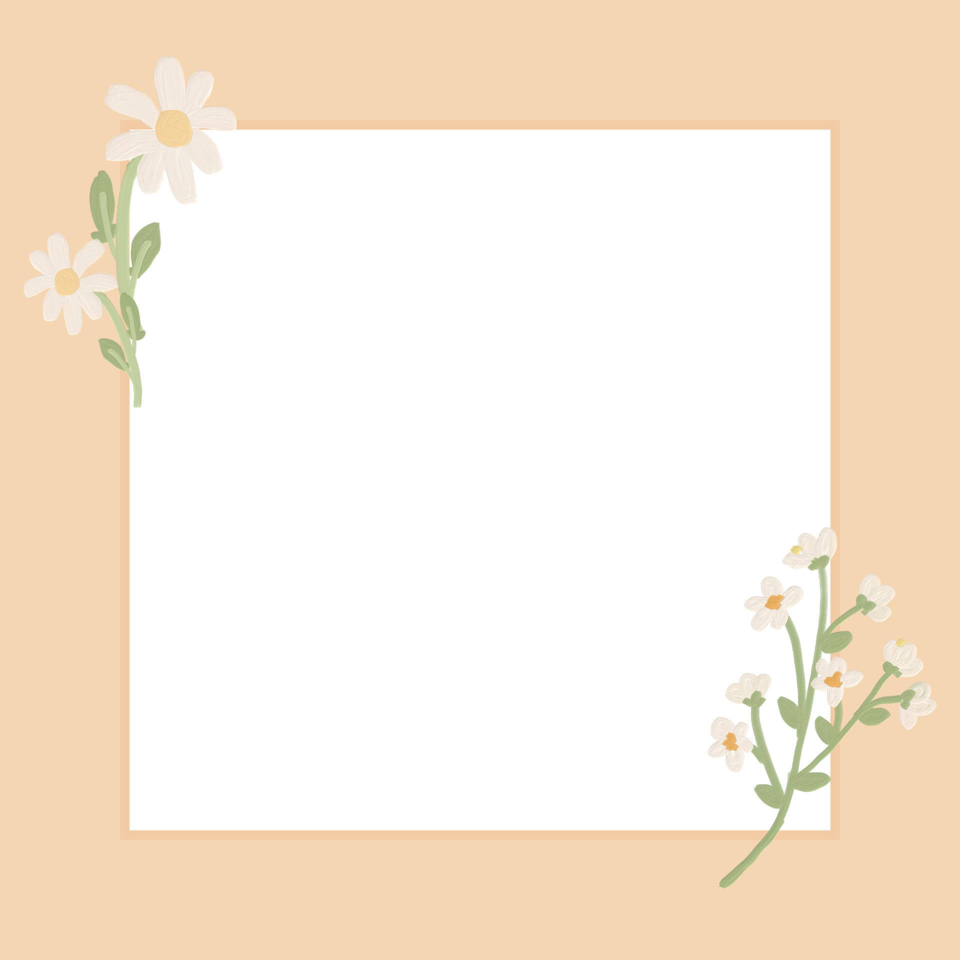 Free cute oil paint kid style draw flower square frame 16638085 PNG ...