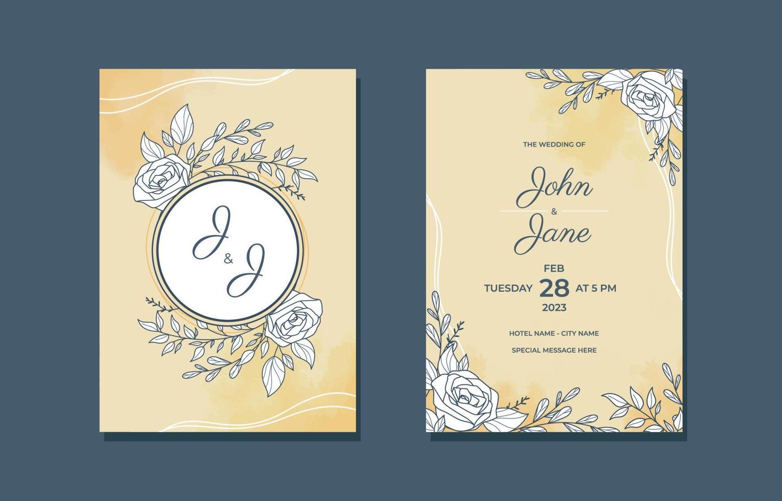 invitación de tarjeta de boda casual moderna vector