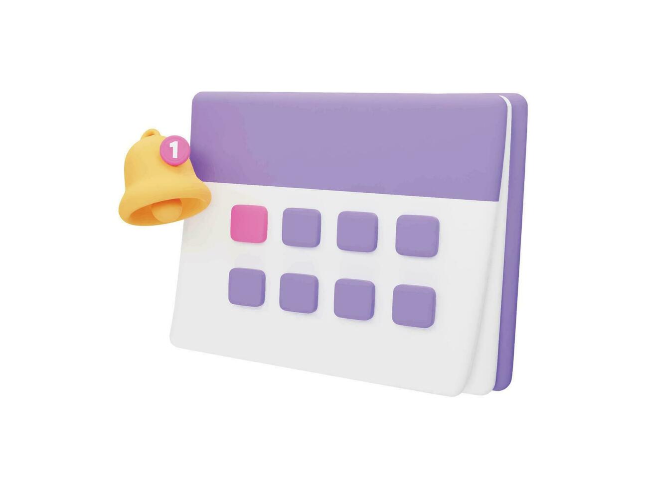Calendar and notification bell with 3d vector icon cartoon minimal style