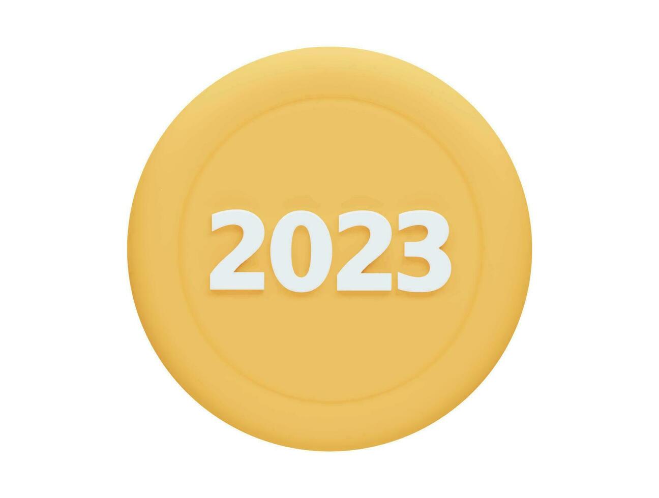 new year coin with 3d vector icon cartoon minimal style