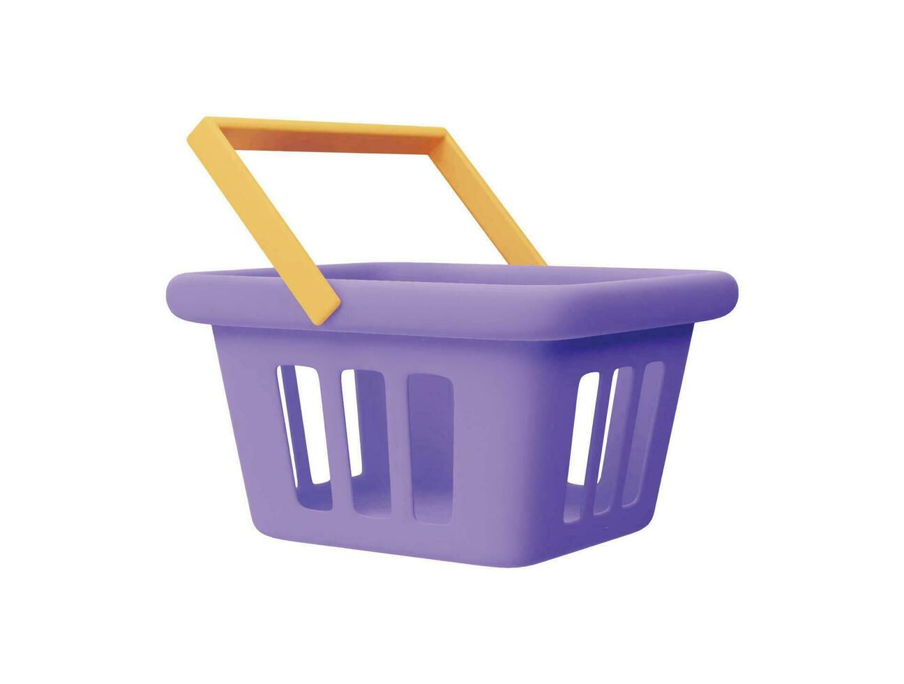 cesta de la compra con estilo minimalista de dibujos animados de icono de vector 3d