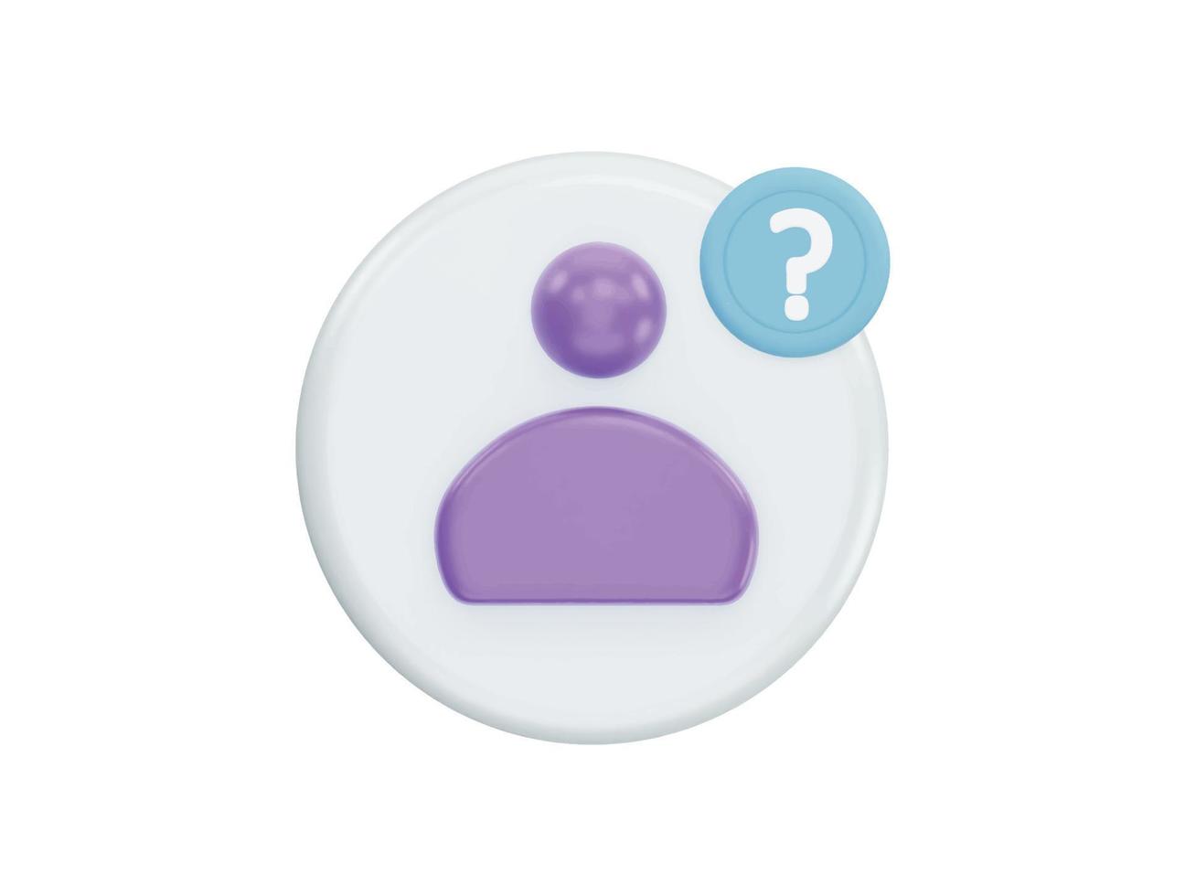 User with Question mark 3d vector icon cartoon minimal style