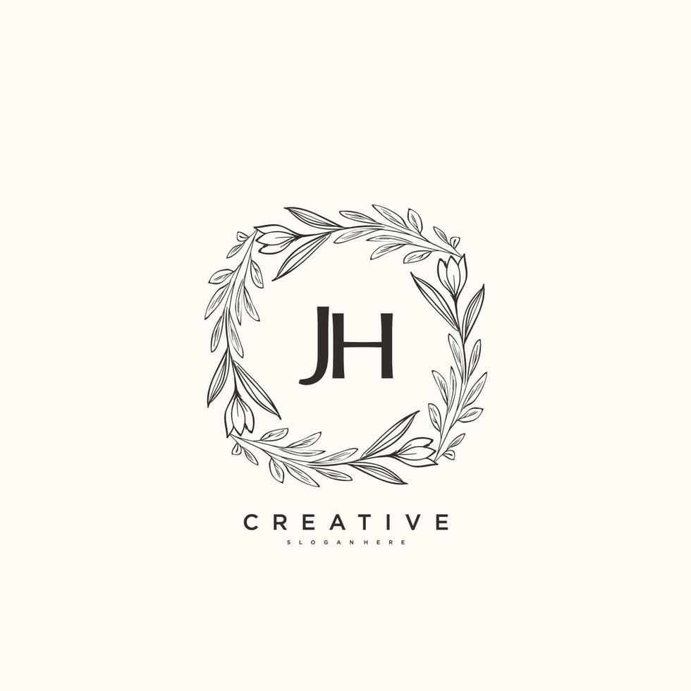 JH Beauty vector initial logo art, handwriting logo of initial signature, wedding, fashion, jewerly, boutique, floral and botanical with creative template for any company or business.