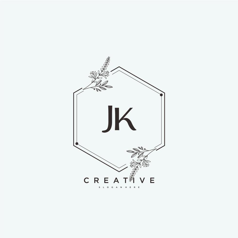 JK Beauty vector initial logo art, handwriting logo of initial signature, wedding, fashion, jewerly, boutique, floral and botanical with creative template for any company or business.