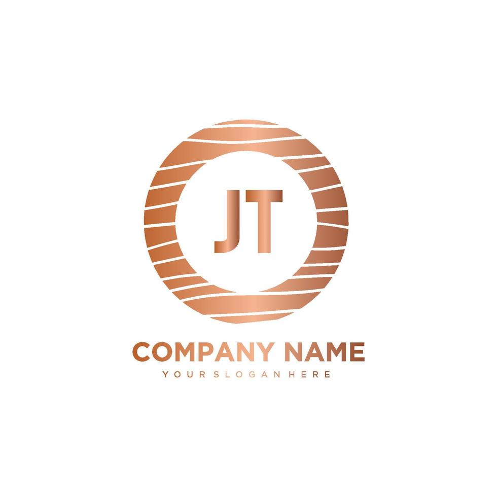 JT Initial Letter circle wood logo template vector