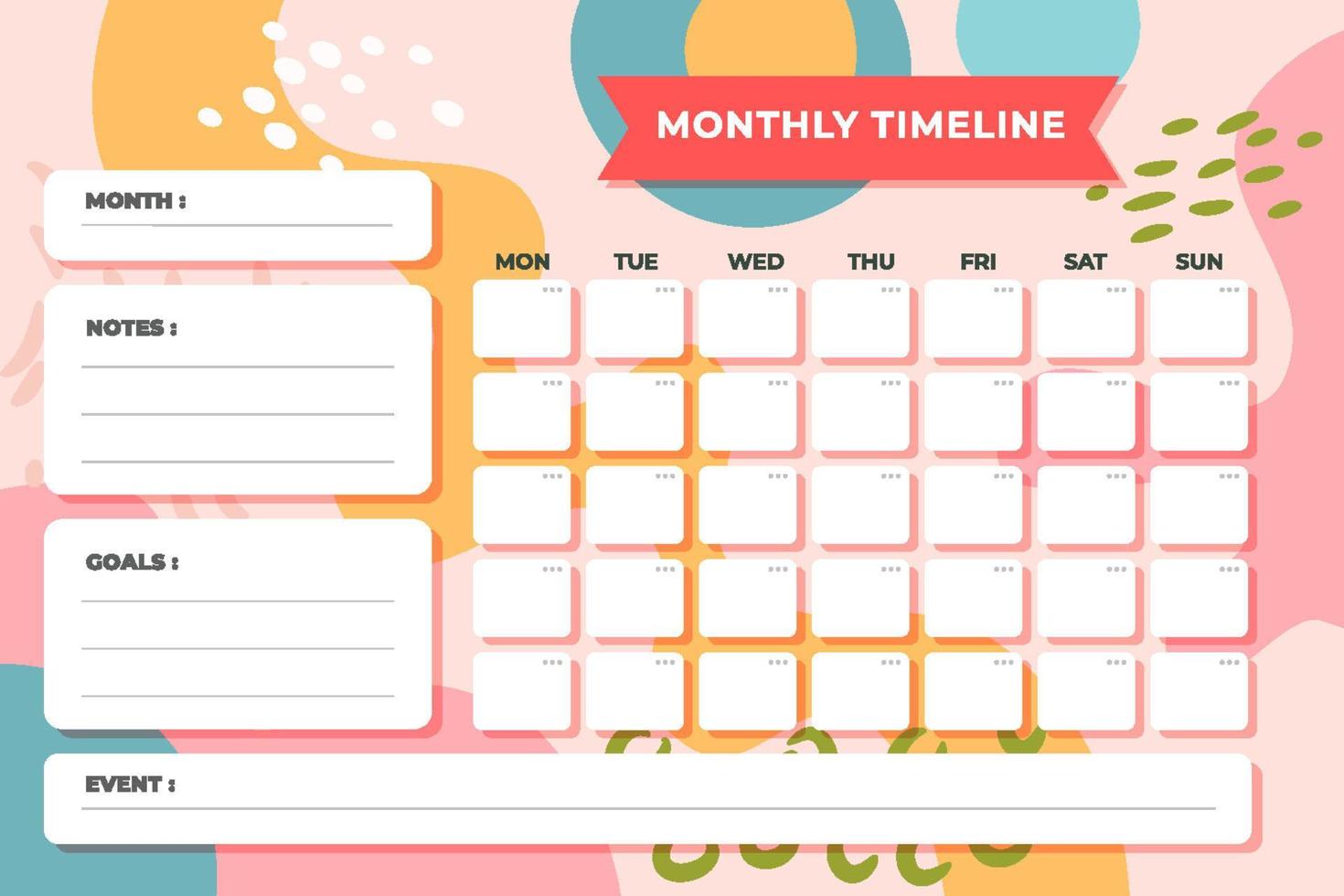 Monthly Schedule Task Manager Template vector