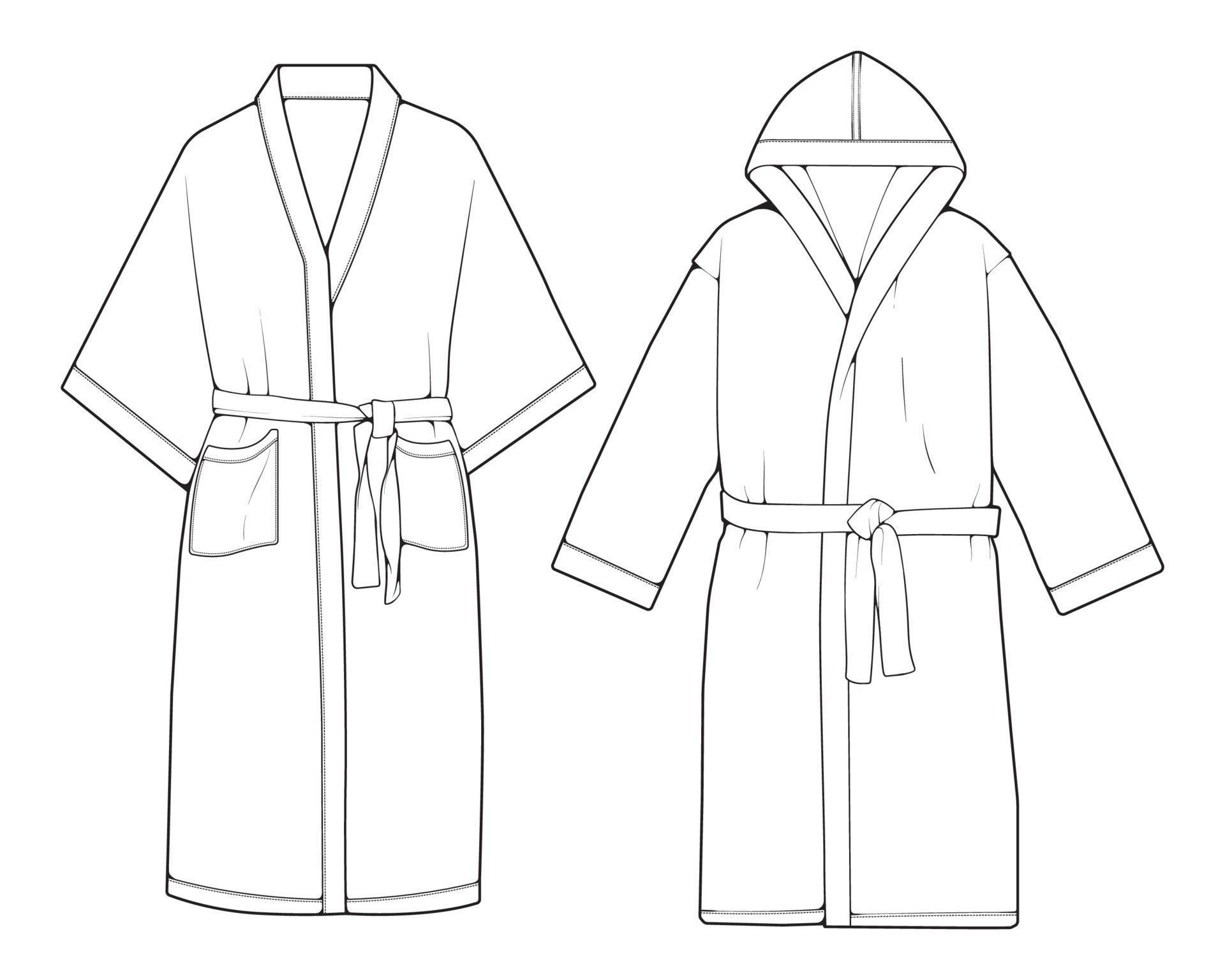 Set of bathrobe vector. Line art vector bathrobe isolated on white
