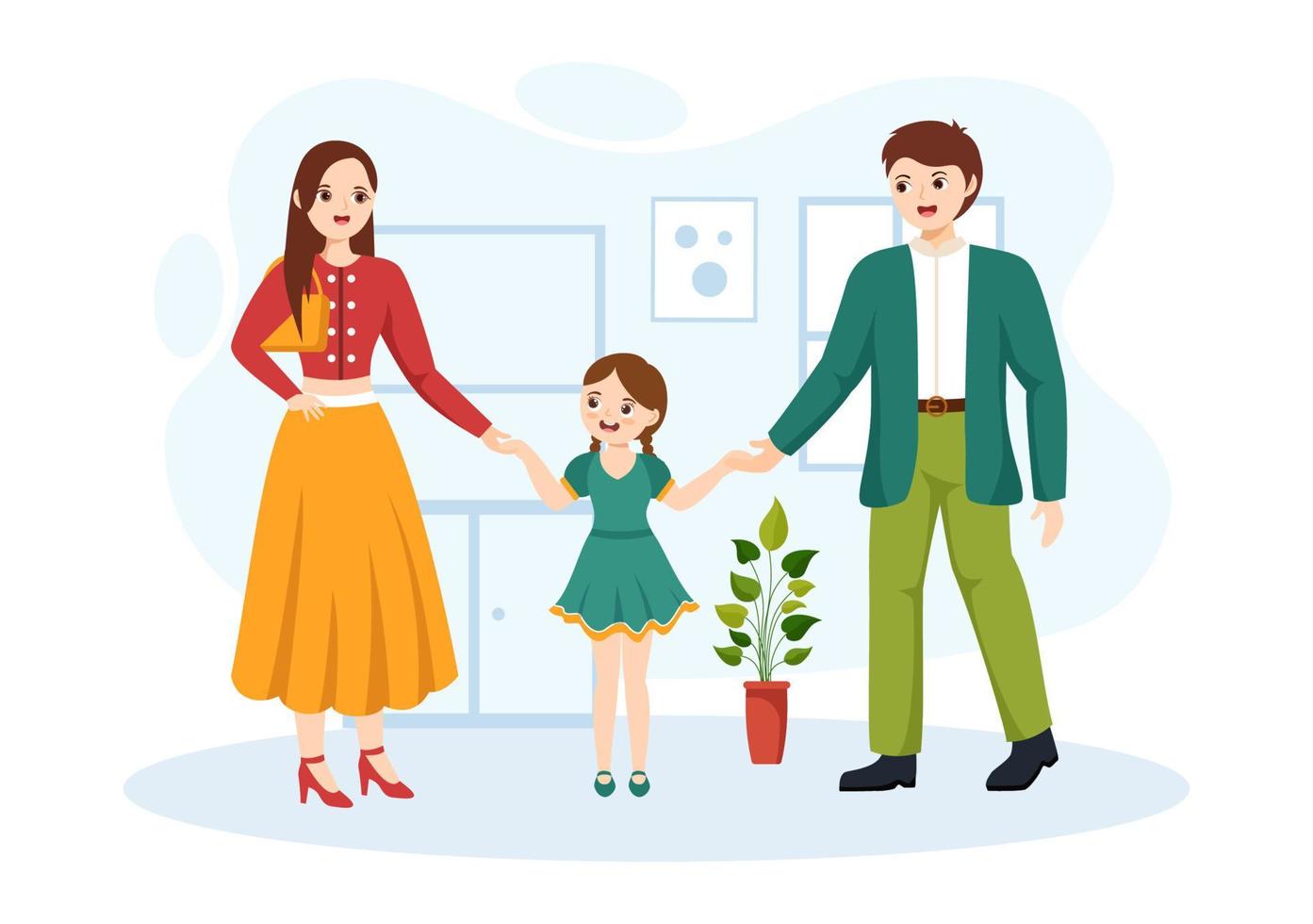 Child Adoption Agency By Taking Kids To Be Raised, Cared And Educated With Love In Flat Cartoon Hand Drawn Template Illustration vector