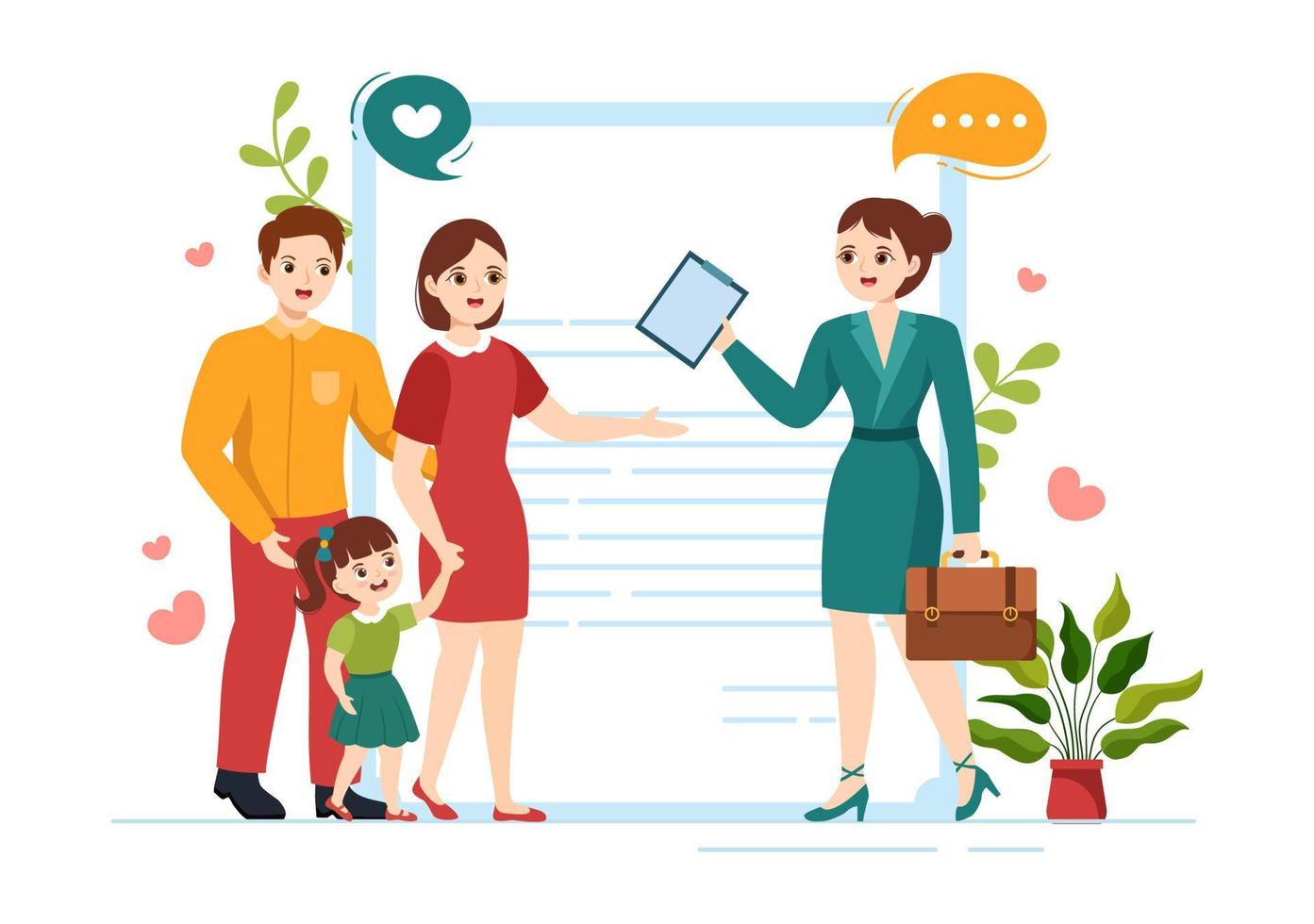 Child Adoption Agency By Taking Kids To Be Raised, Cared And Educated With Love In Flat Cartoon Hand Drawn Template Illustration vector