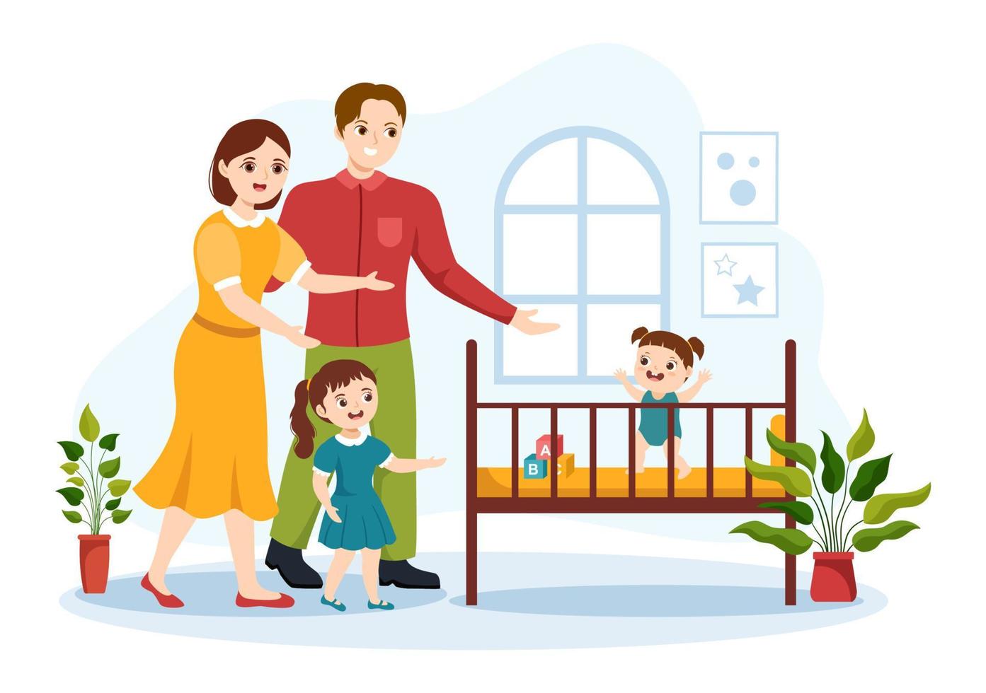 Child Adoption Agency By Taking Kids To Be Raised, Cared And Educated With Love In Flat Cartoon Hand Drawn Template Illustration vector