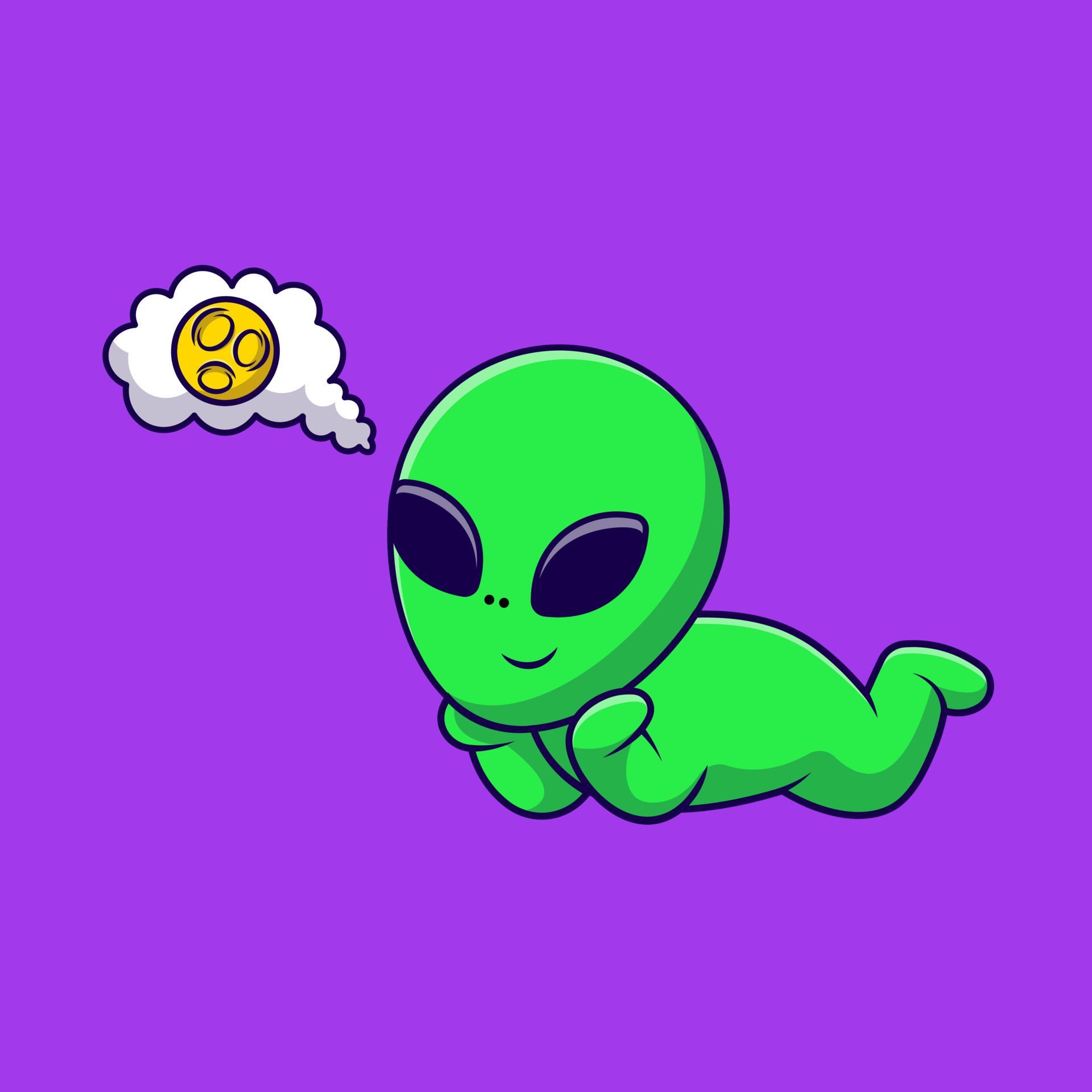 Premium Vector  Cute alien with moon cartoon vector icons illustration