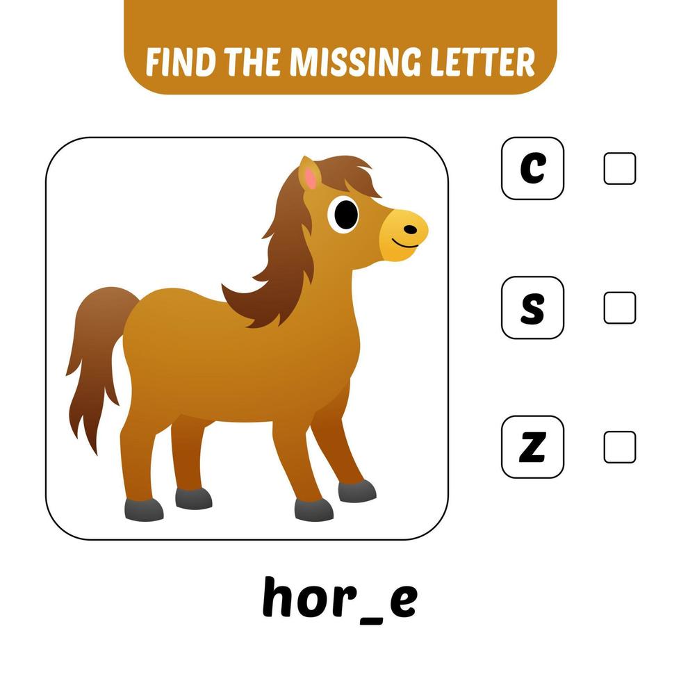 find the missing letter, horse vector 16638934 Vector Art at Vecteezy