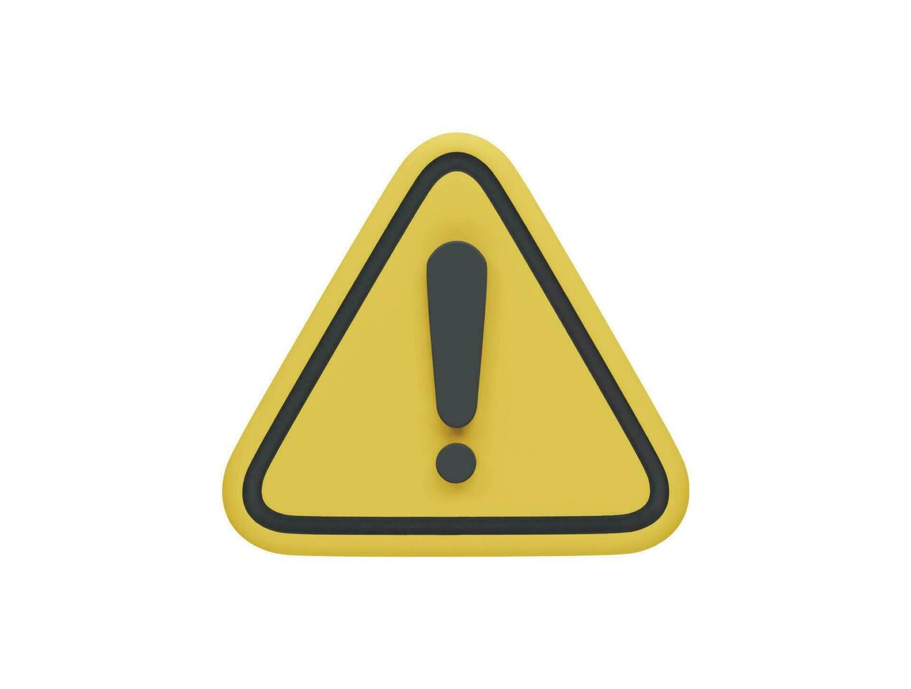 Yellow triangle warning sign with 3d vector icon cartoon minimal style