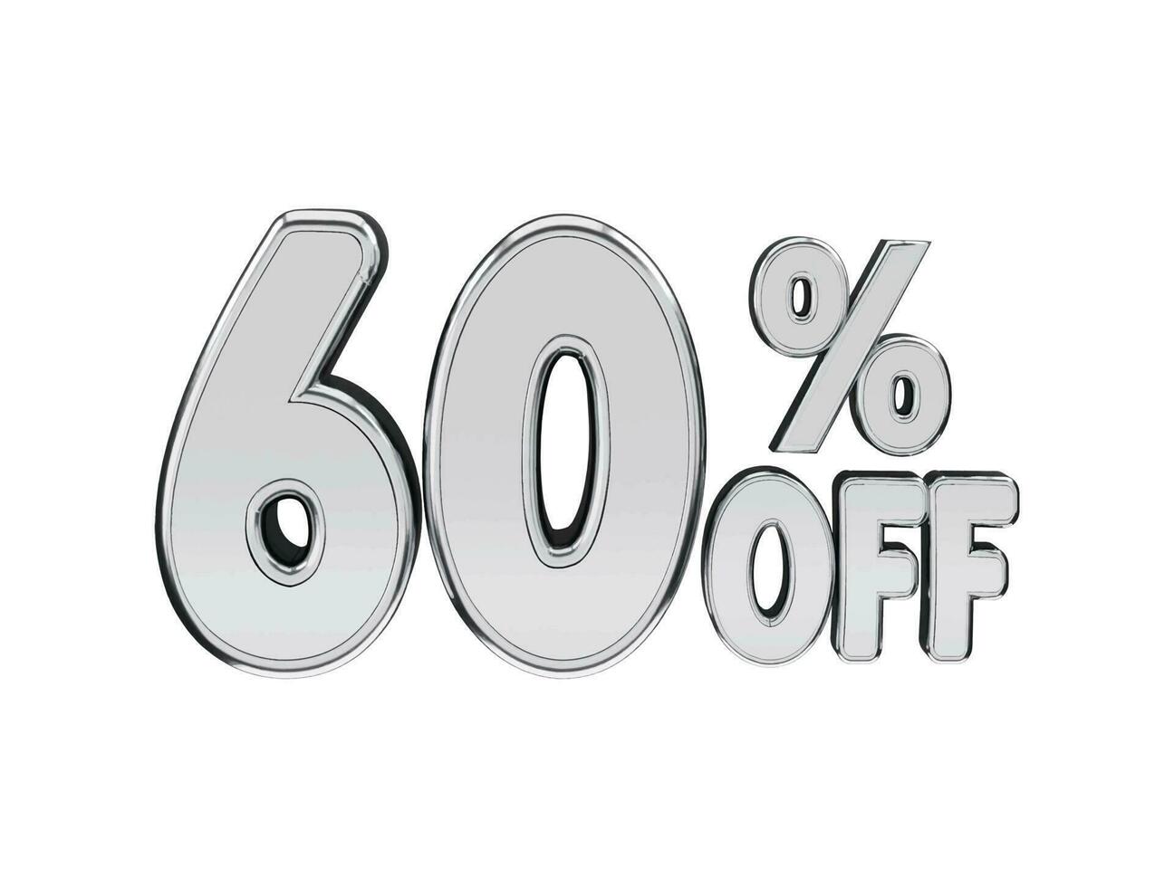 60 percent silver number with 3d rendering vector