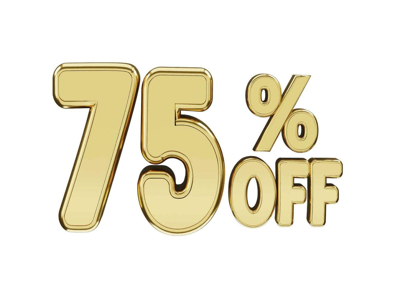 75 percent Golden number with 3d rendering vector