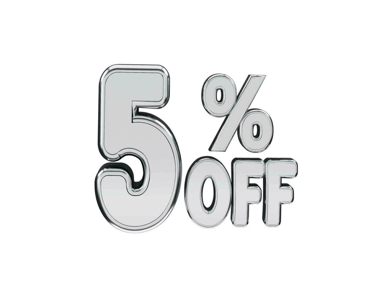 5 percent silver number with 3d rendering vector