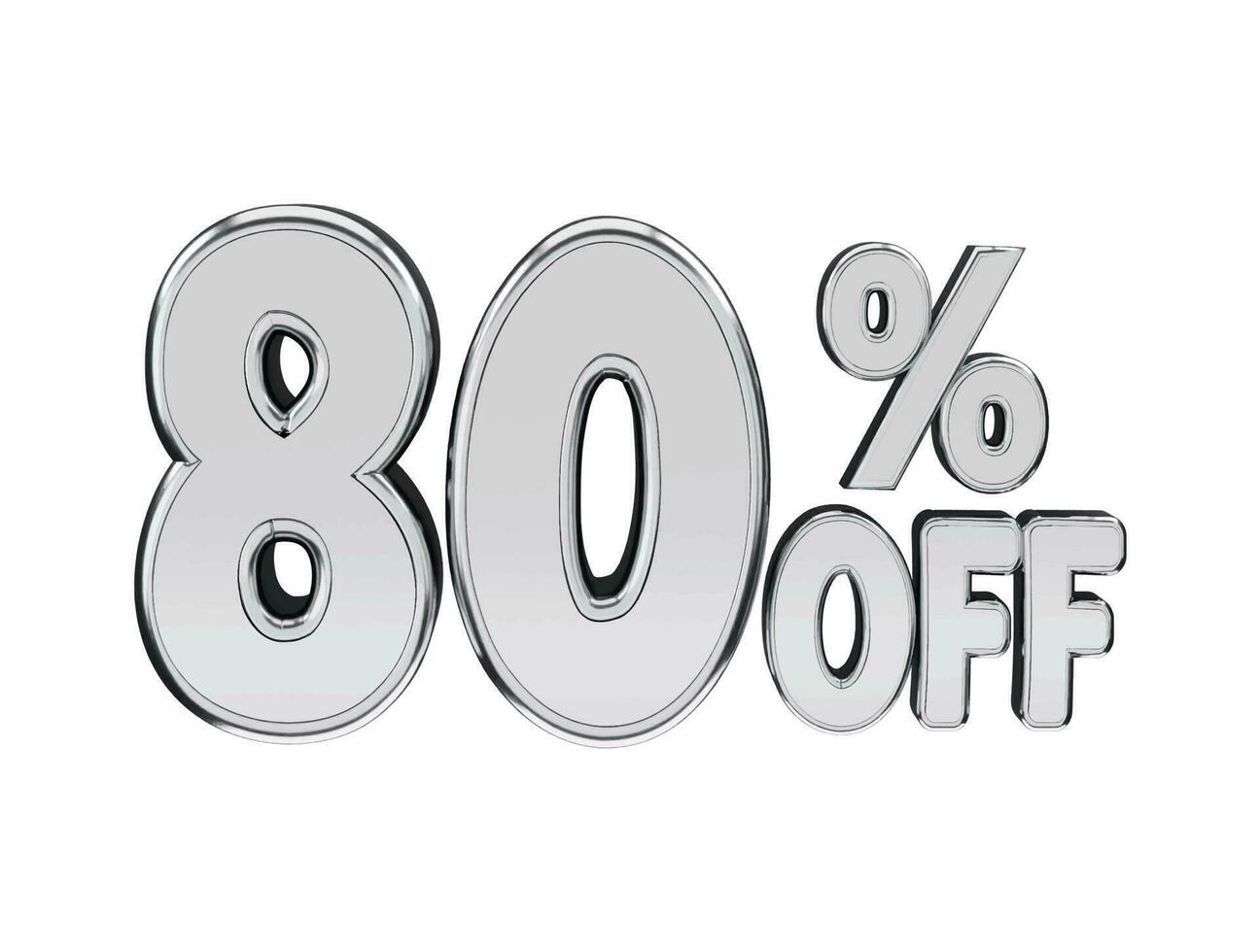 80 percent silver number with 3d rendering vector