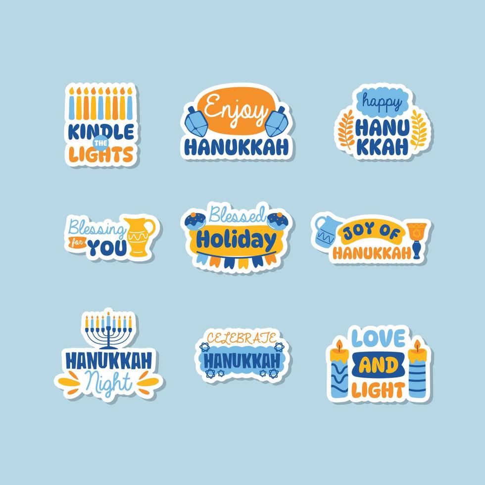 Happy Hanukkah Chat Stickers Collection vector