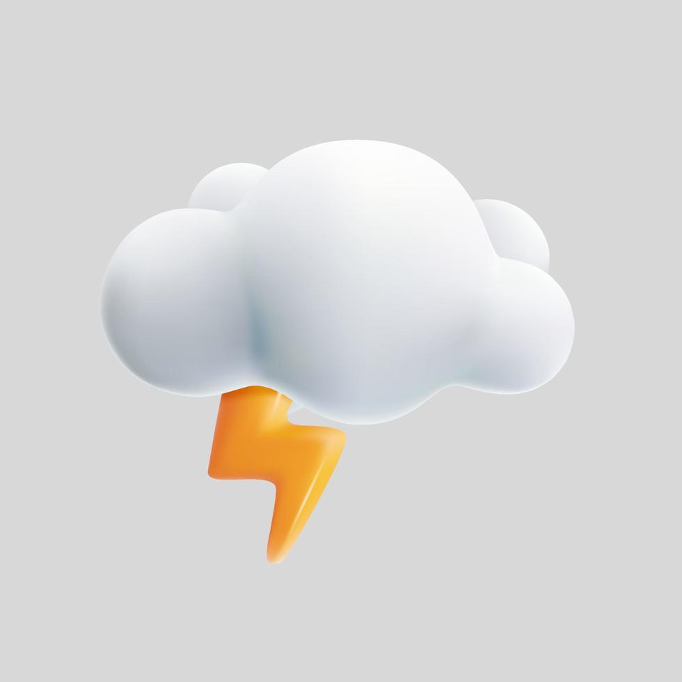 icono de nube de trueno 3d vector