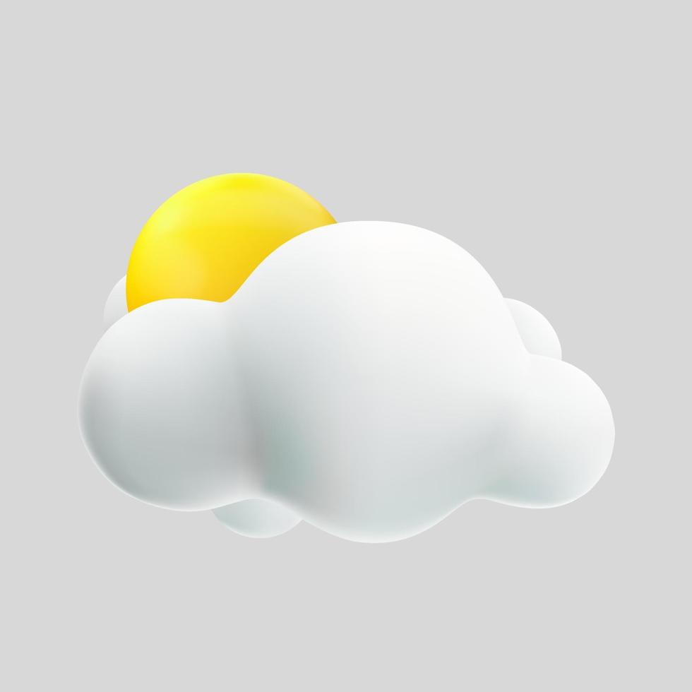 sol en la nube 3d vector