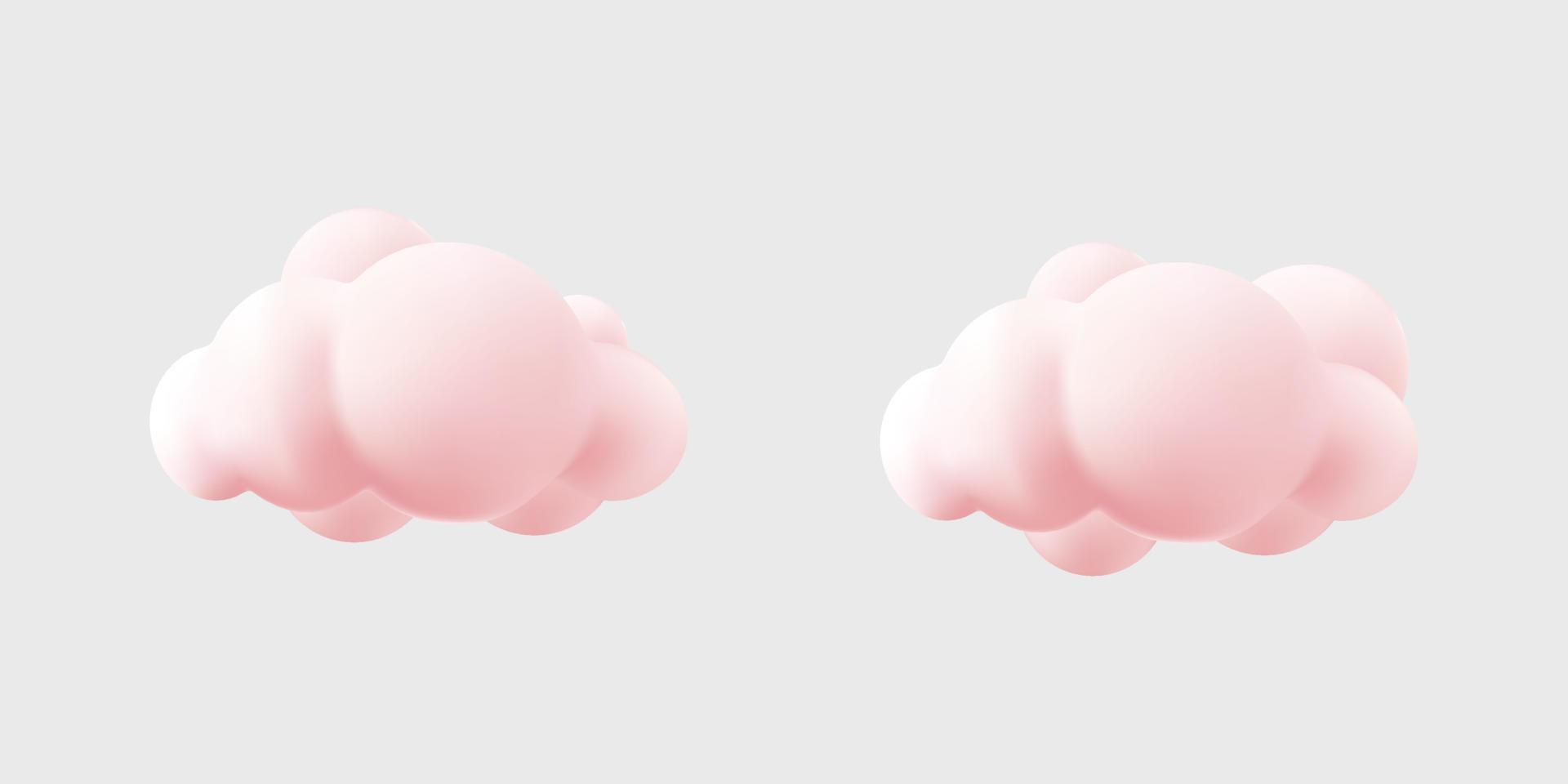 3d cute pink cloud render style meshfill vector