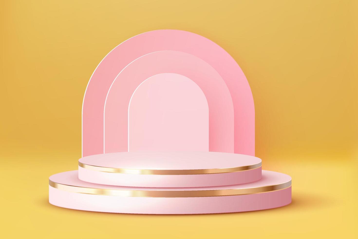 Luxury Pink Pastel Podium. Abstract scene background. Product presentation, mock up, show cosmetic product, Blank Podium, stage pedestal or platform. 3D Vector. vector