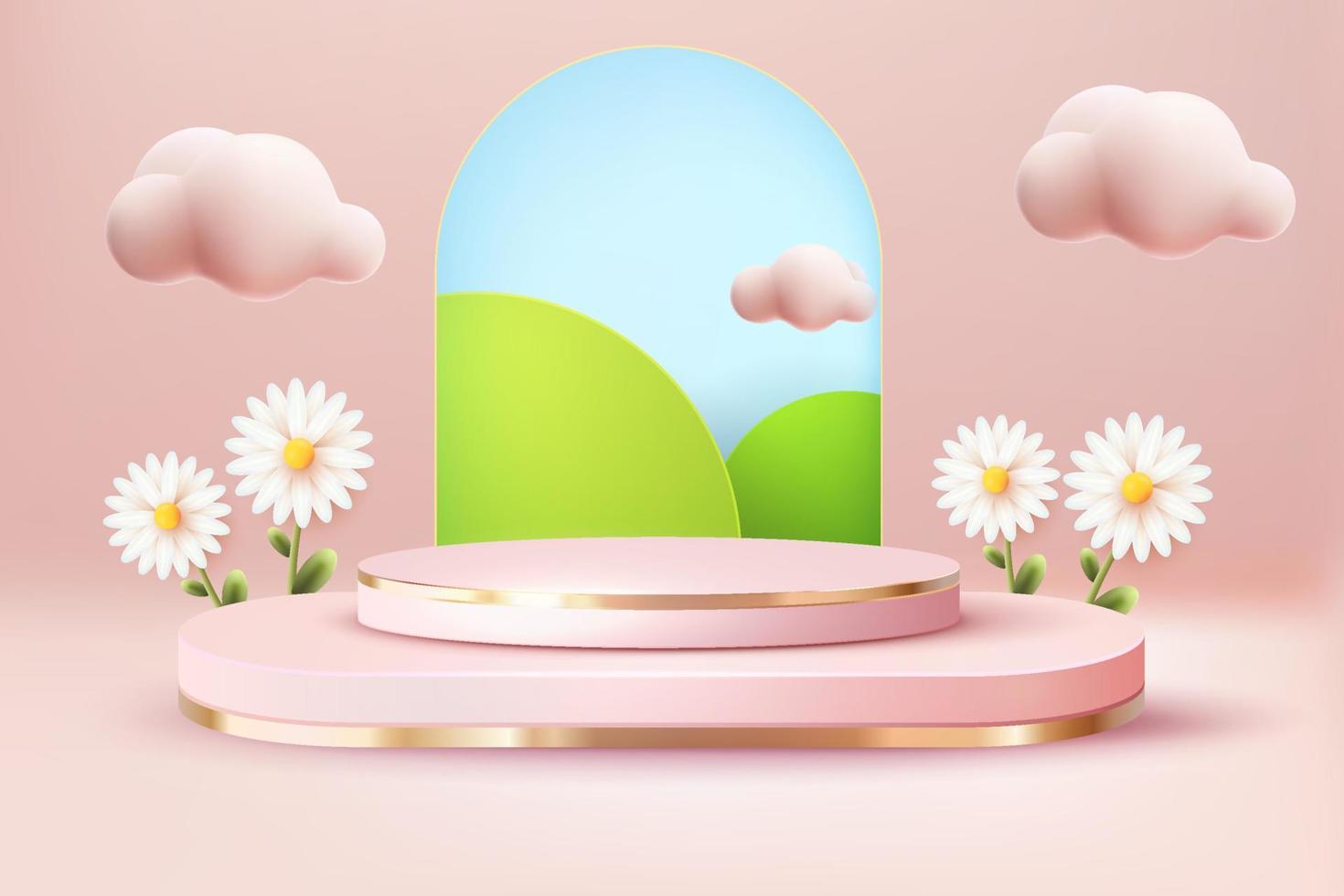 3d abstract nature luxury cream podium scene with nature pastel background 201222 vector