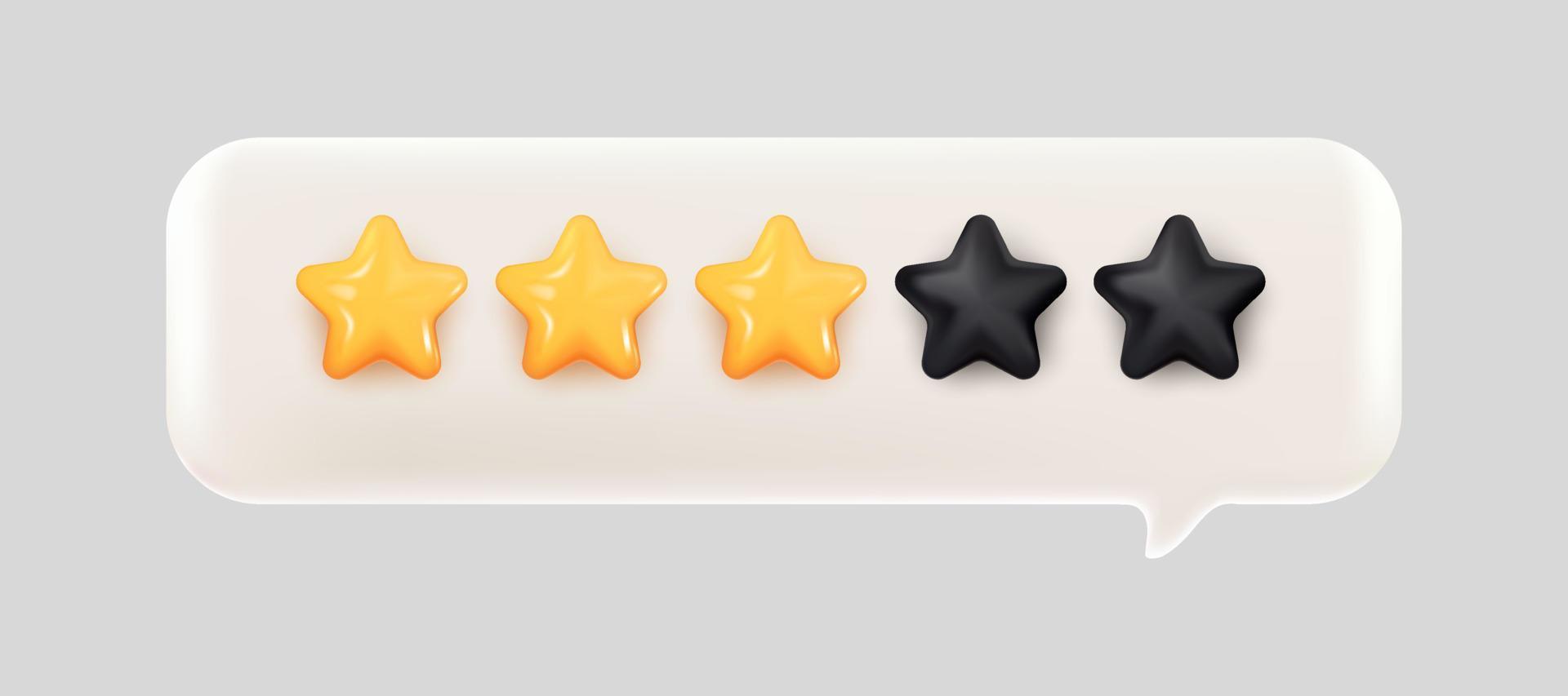 three of five stars rating bubble chat 3d mesh vector