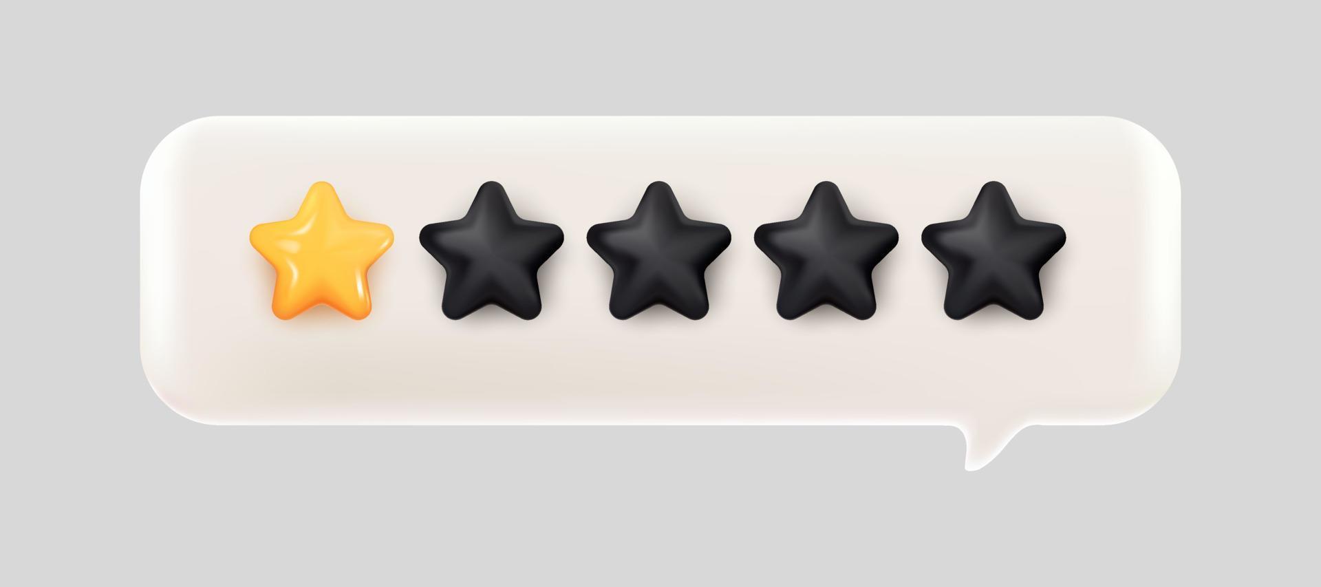on of five stars rating bubble chat 3d mesh vector
