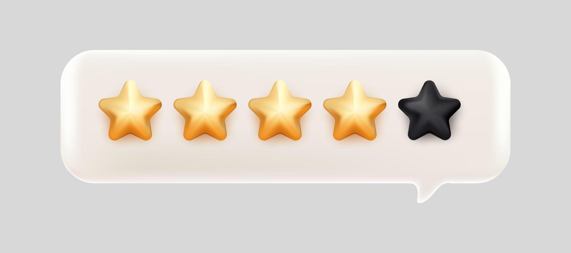 on of five stars rating bubble chat 3d mesh vector