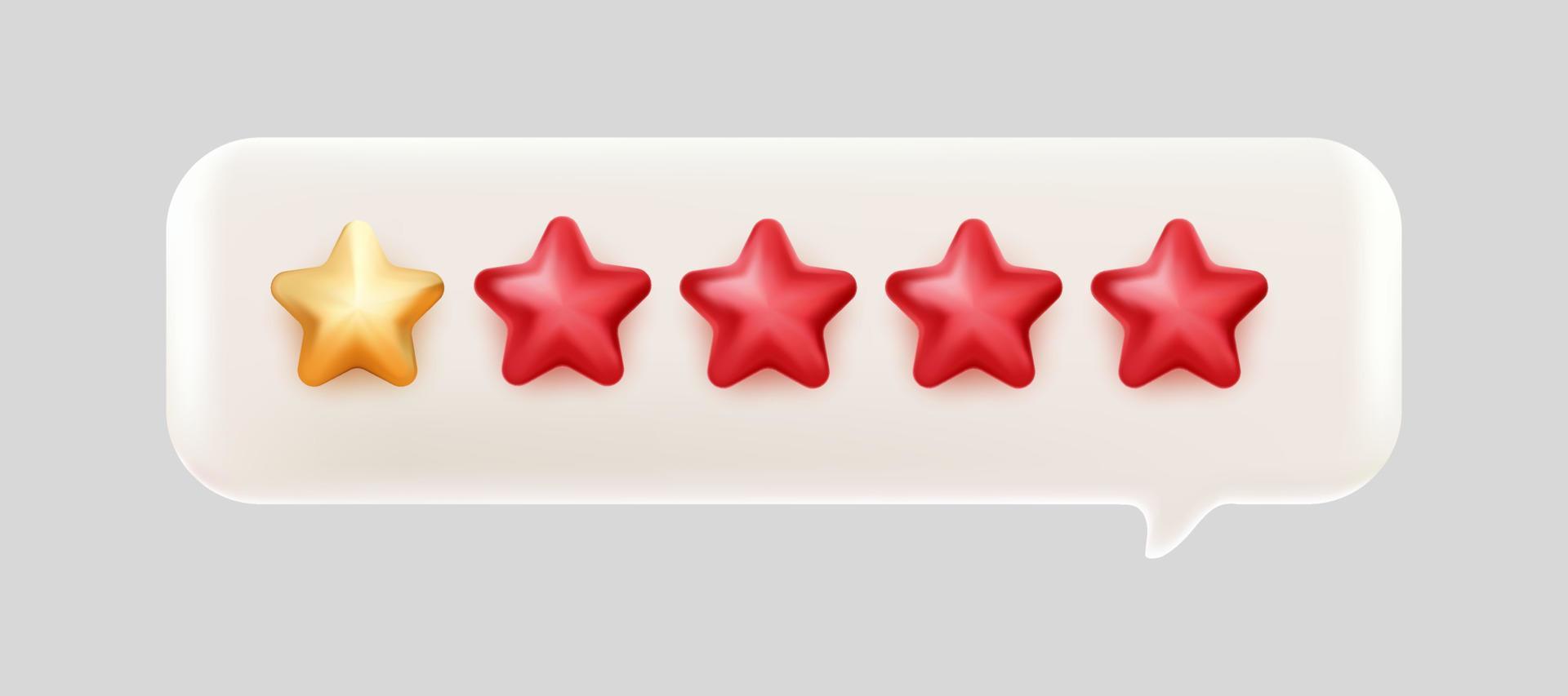 two of five gold red stars rating bubble chat 3d mesh vector