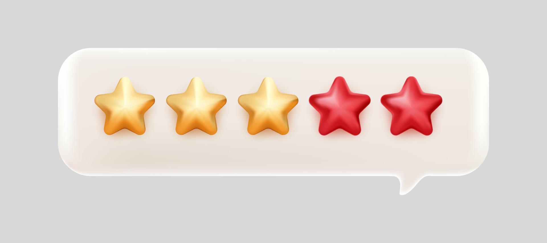 on of five stars rating bubble chat 3d mesh vector