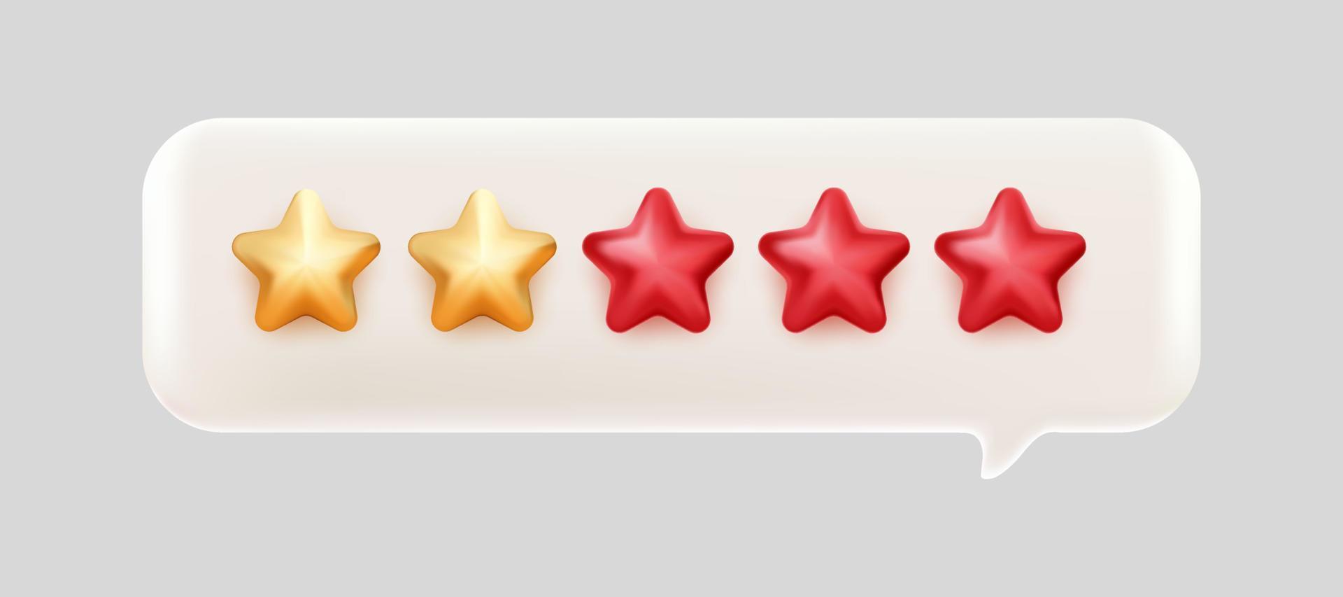 two of five gold red stars rating bubble chat 3d mesh vector