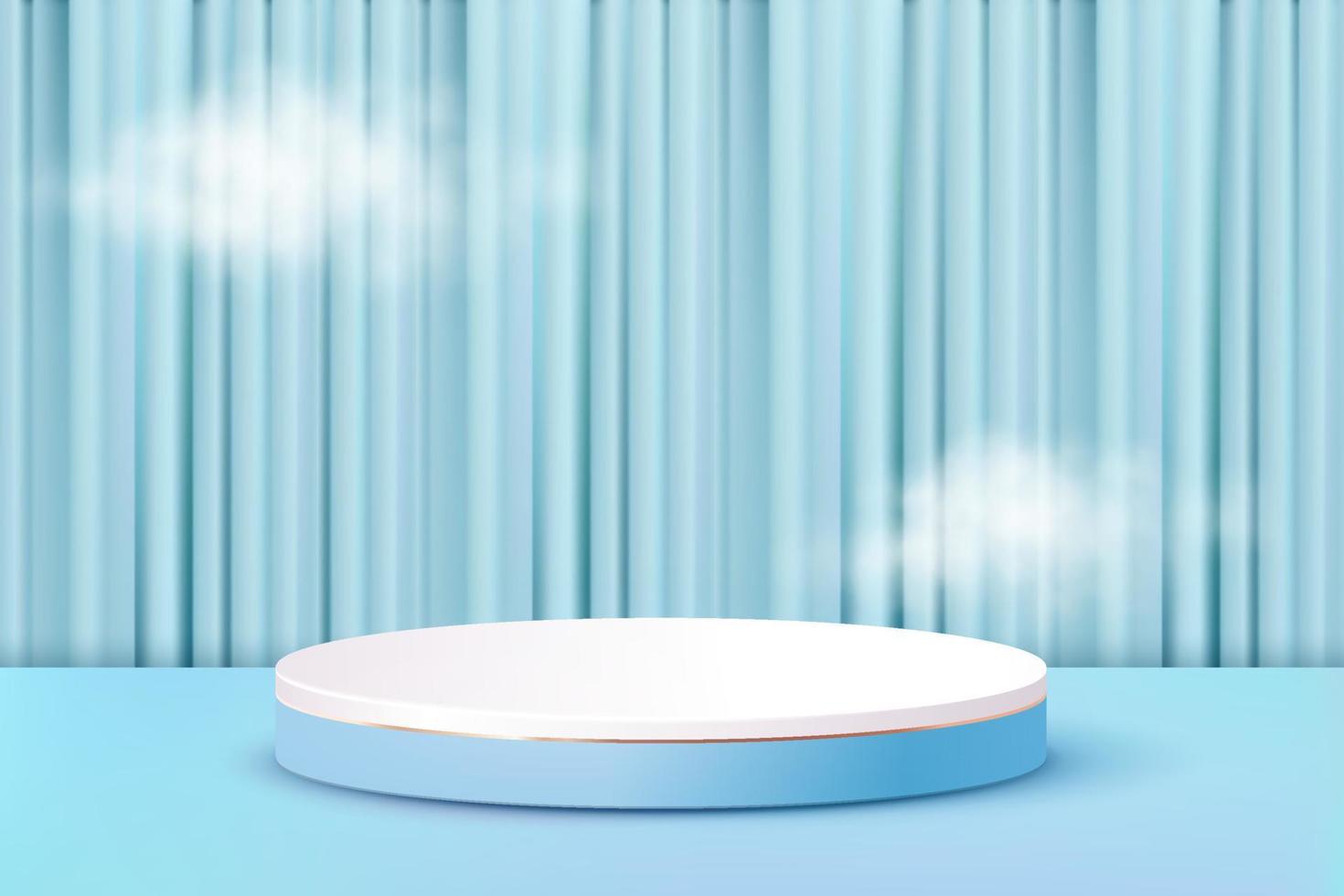 3D Podium. Abstract scene background. Product presentation, mock up, show cosmetic product, Blank Podium, stage pedestal or platform. 3D Vector. Render vector