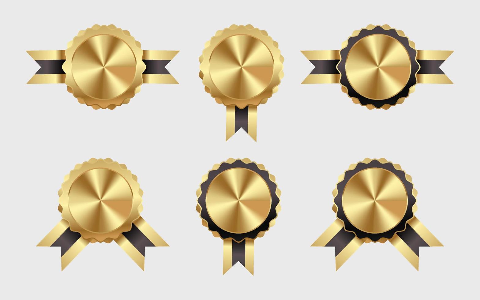Luxury Black Gold Medal badge collection set vector