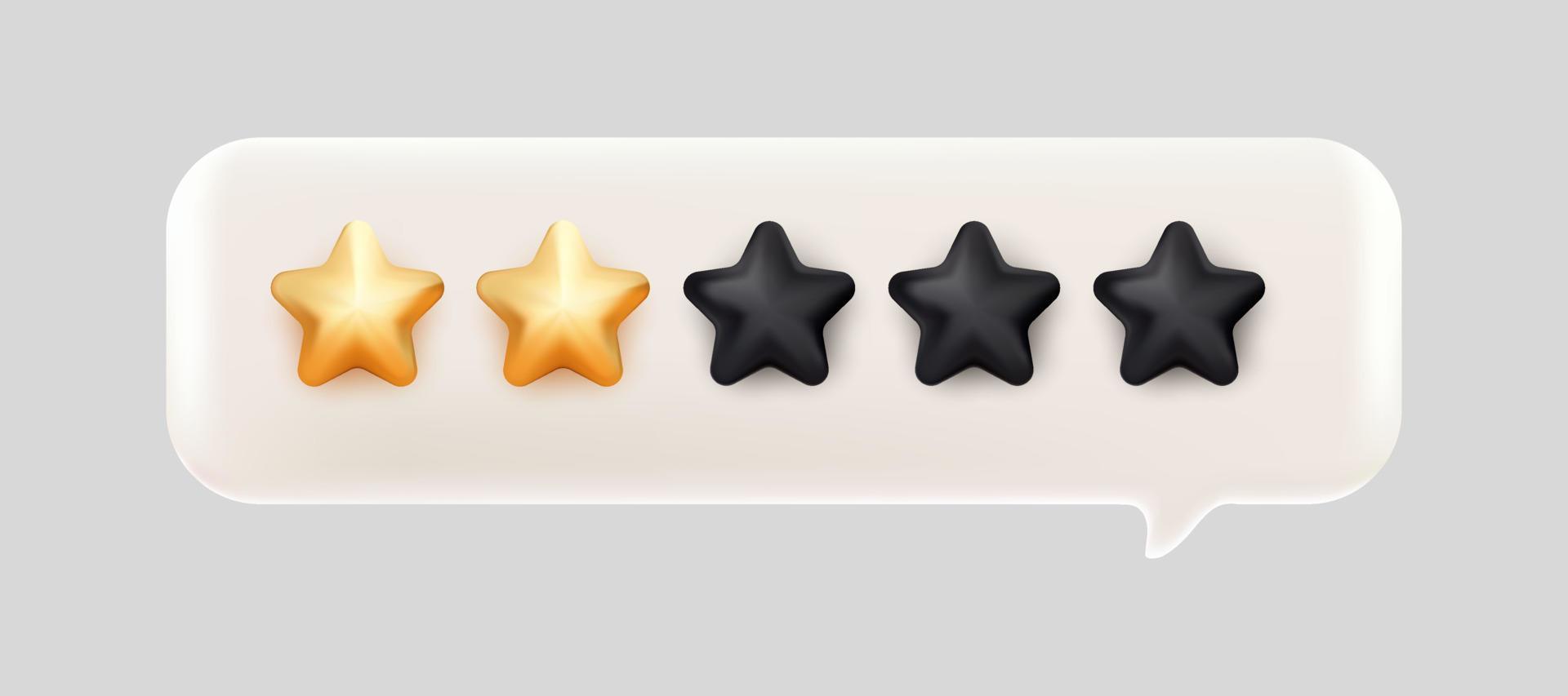 two of five gold stars rating bubble chat 3d mesh vector