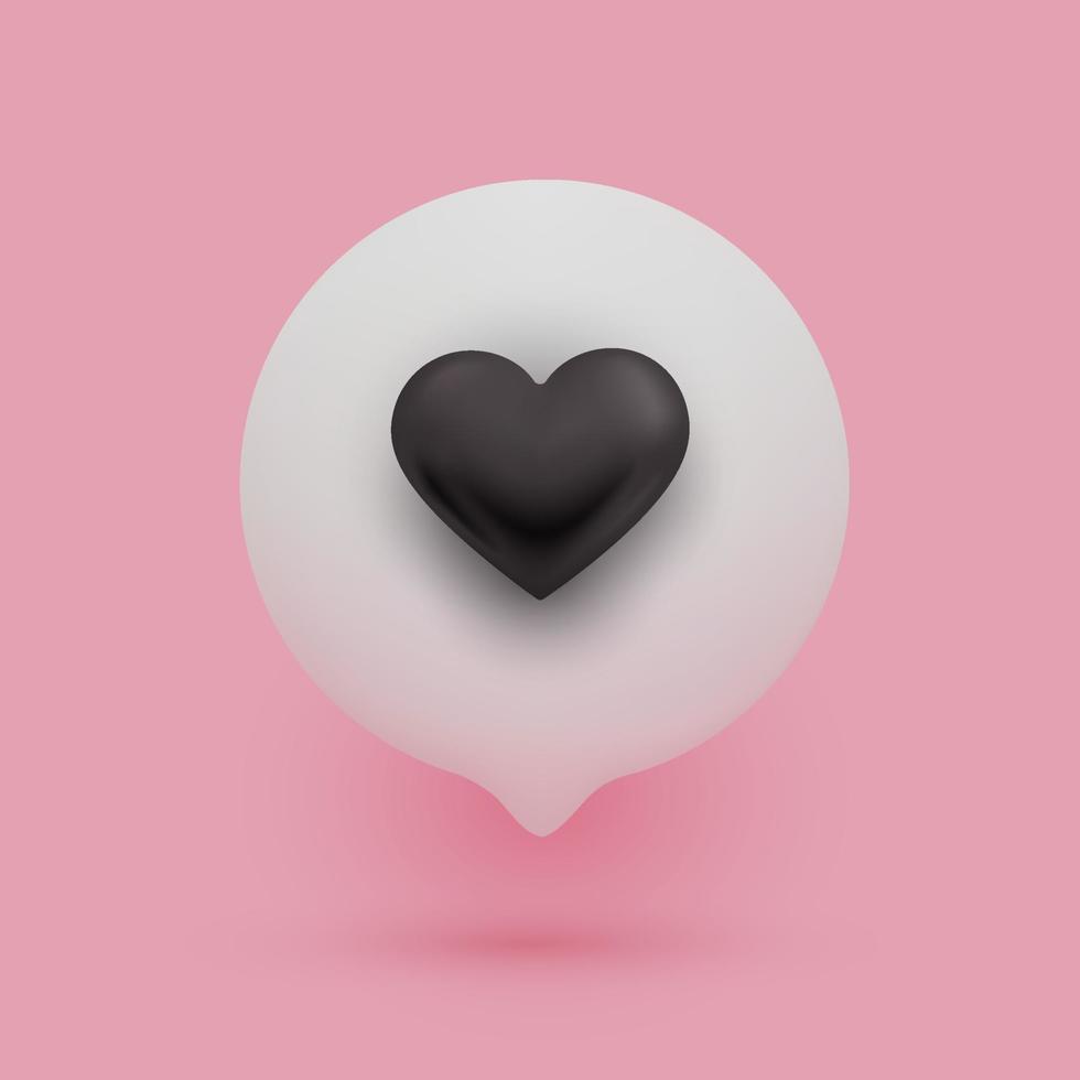 chat de amor con renderizado de estilo de dibujos animados en 3d en forma de corazón vector