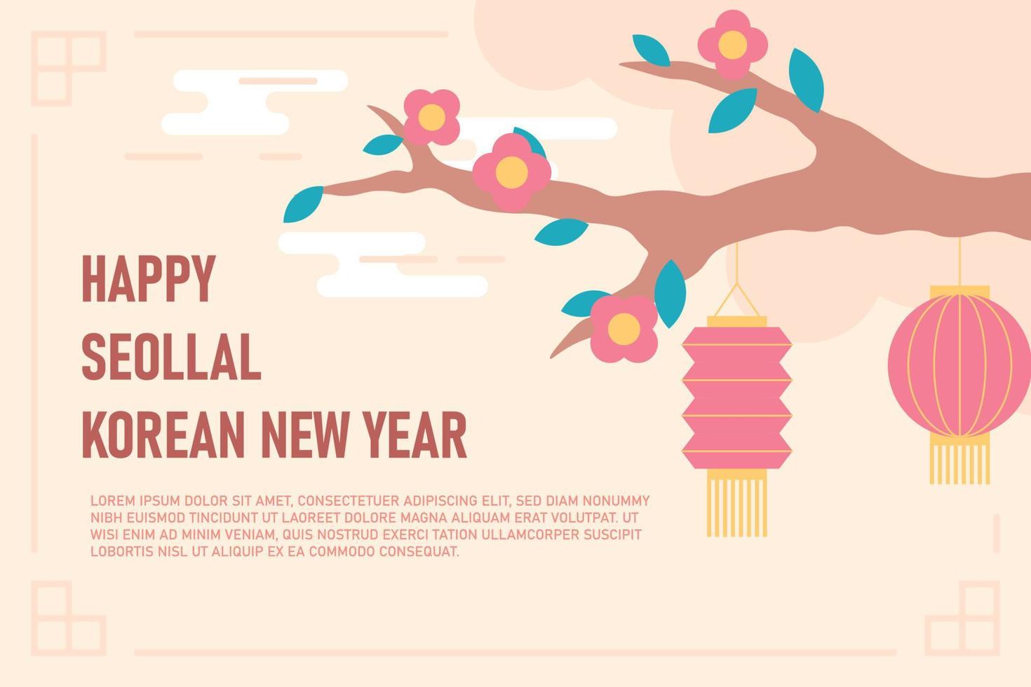 Seollal Korean New Year background. vector