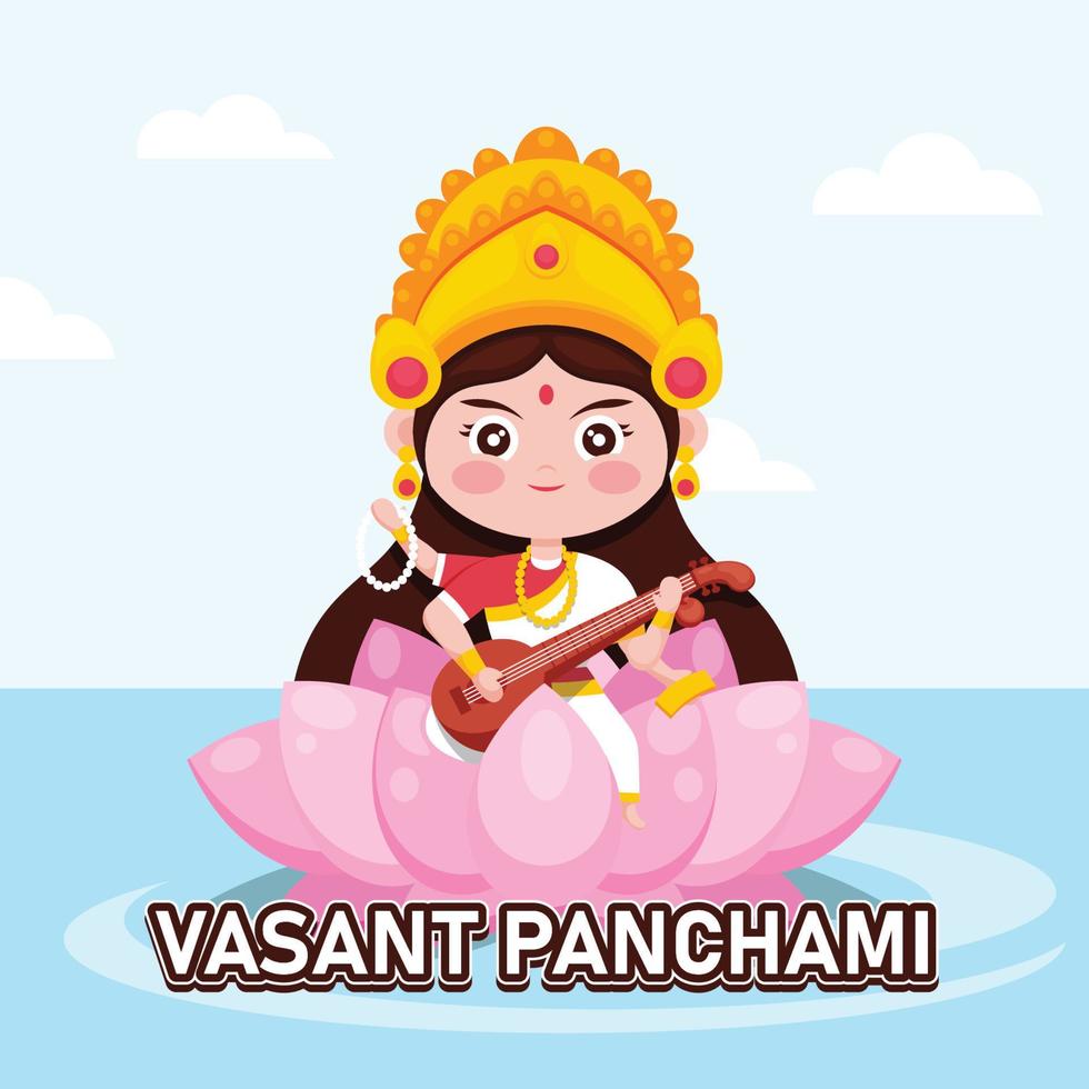 Vasant Panchami background. With cartoon design. vector