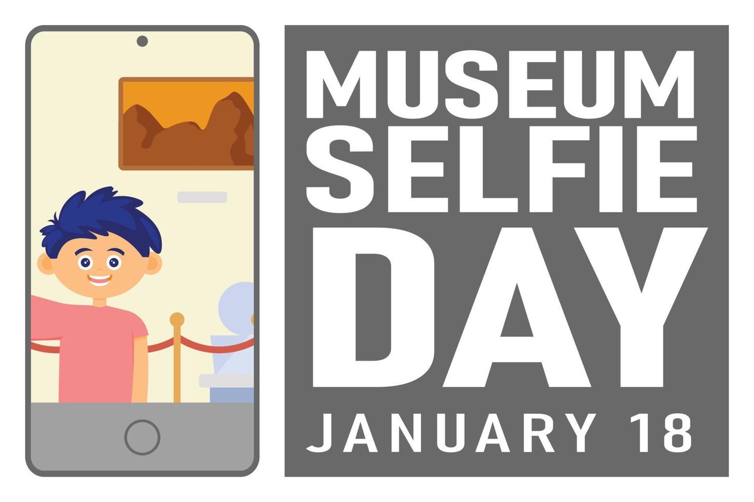 Museum Selfie Day background. Design with phone. 16640761 Vector Art at  Vecteezy