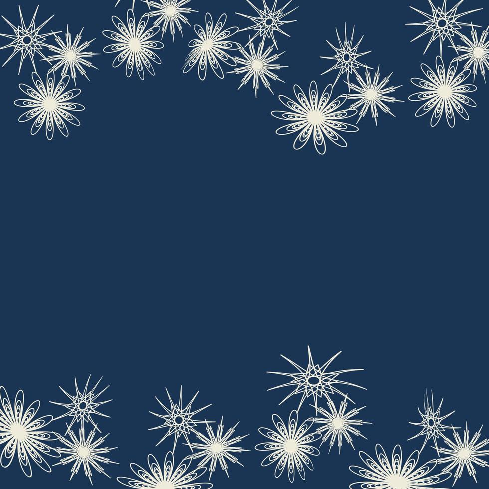 diseño abstracto. hermoso fondo de invierno con copos de nieve es un gran diseño para cualquier propósito. copos de nieve sobre un fondo azul oscuro. vector