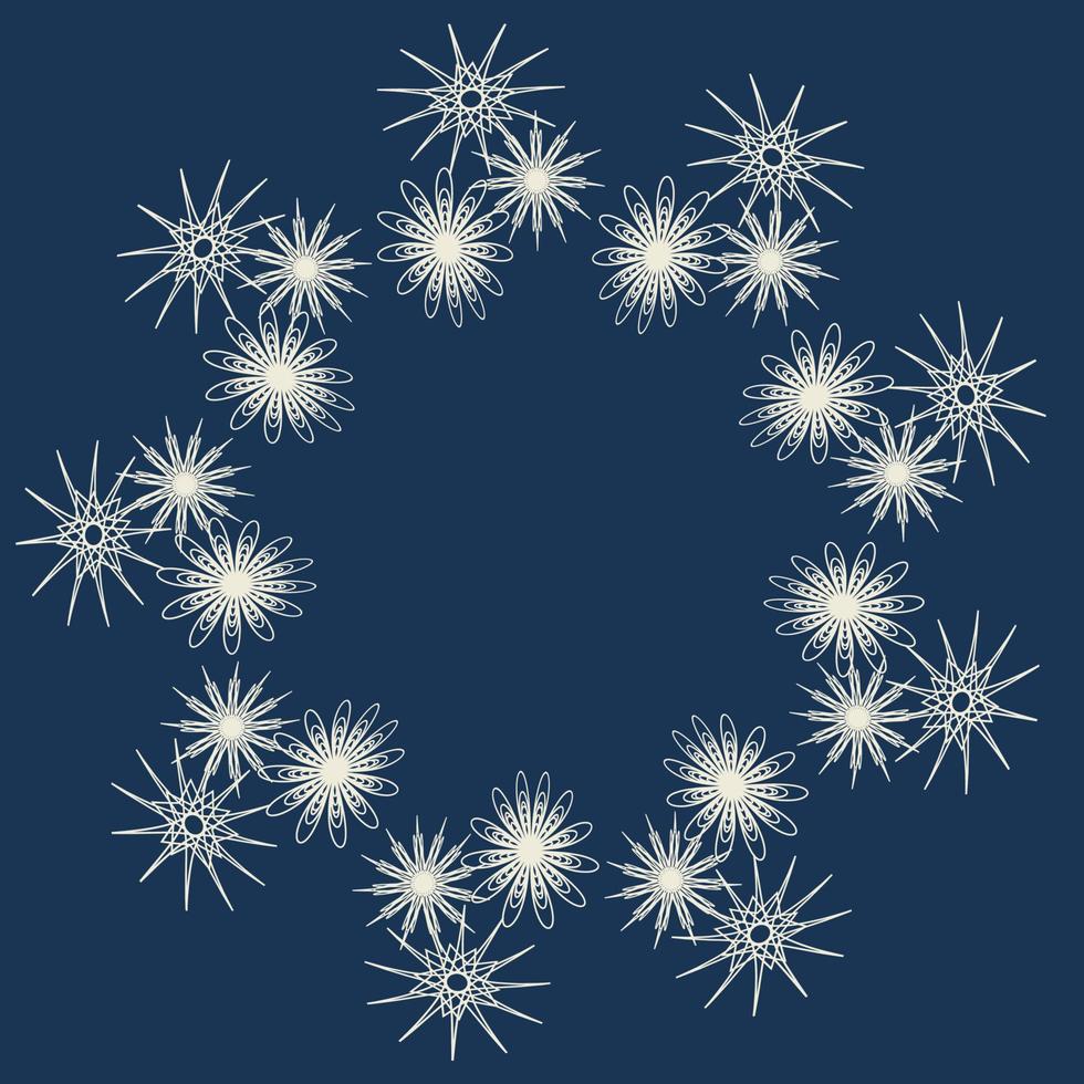 diseño abstracto. hermoso fondo de invierno con copos de nieve es un gran diseño para cualquier propósito. fondo azul de navidad. copos de nieve sobre un fondo azul oscuro. vector